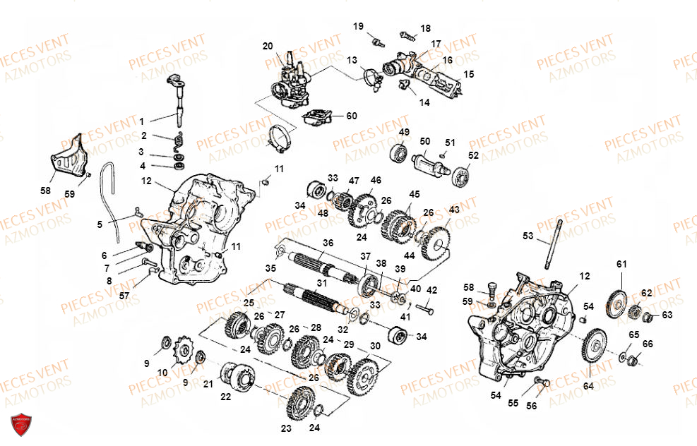 CARTER MOTEUR pour DERAPAGE RR 50CC 2019