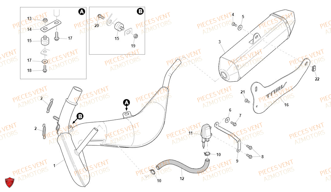 Echappement VENT Pièces Vent Motard DERAPAGE RR 50cc - 2020 (VERSION FOURCHE ALUMINIUM)