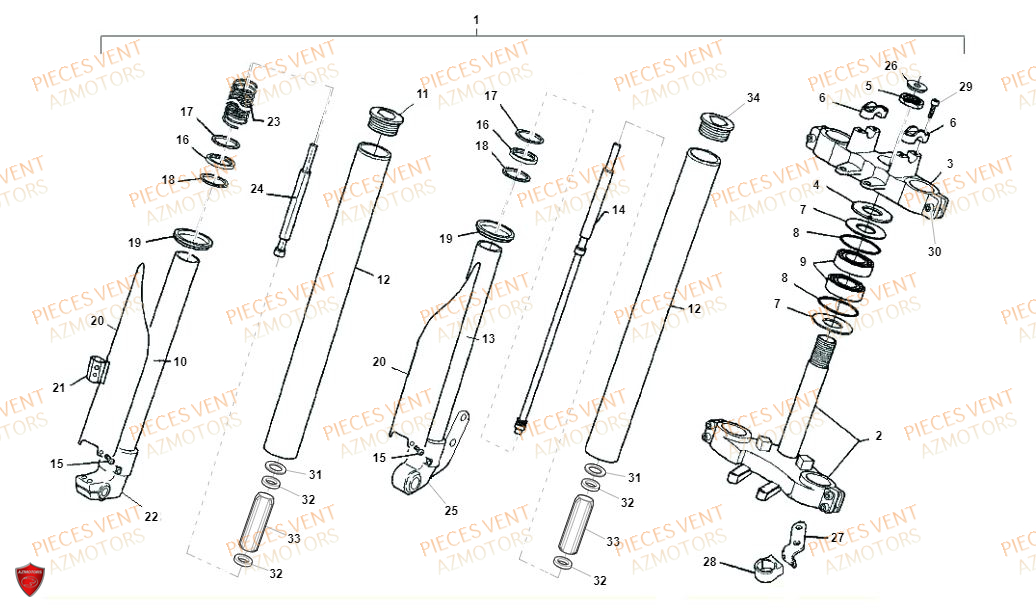 Fourche VENT Pièces Vent Motard DERAPAGE RR 50cc - 2020 (VERSION FOURCHE ALUMINIUM)