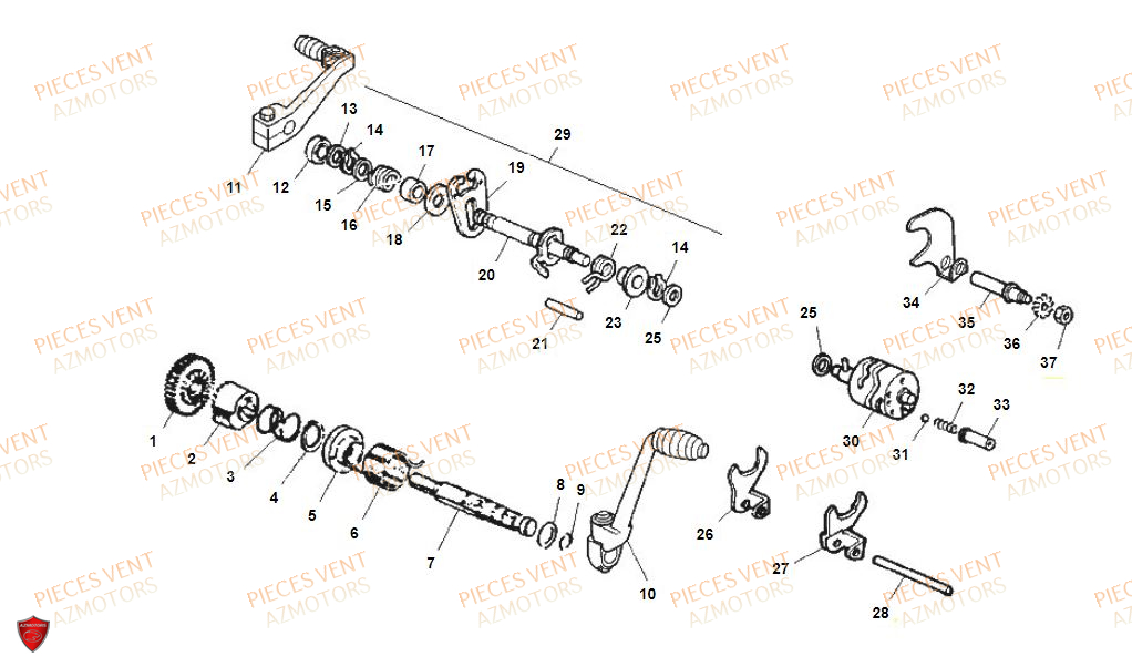 Selecteur De Vitesses VENT Pièces Vent Motard DERAPAGE RR 50cc - 2020 (VERSION FOURCHE ALUMINIUM)