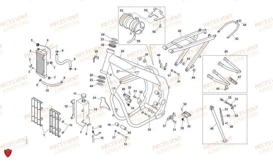 Chassis VENT Pièces Vent Motard DERAPAGE RR 50cc - 2021-2022-2023 (VERSION FOURCHE ALUMINIUM)