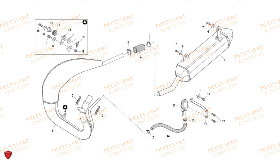 Echappement VENT Pièces Vent Motard DERAPAGE RR 50cc - 2021-2022-2023 (VERSION FOURCHE ALUMINIUM)