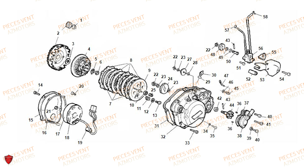 Embrayage VENT Pièces Vent Motard DERAPAGE RR 50cc - 2021-2022-2023 (VERSION FOURCHE ALUMINIUM)