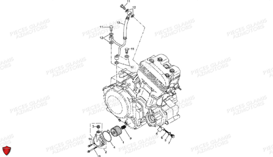 FILTRE_A_HUILE_MOTEUR DINLI Pièces Quad DL901 Avant 2007