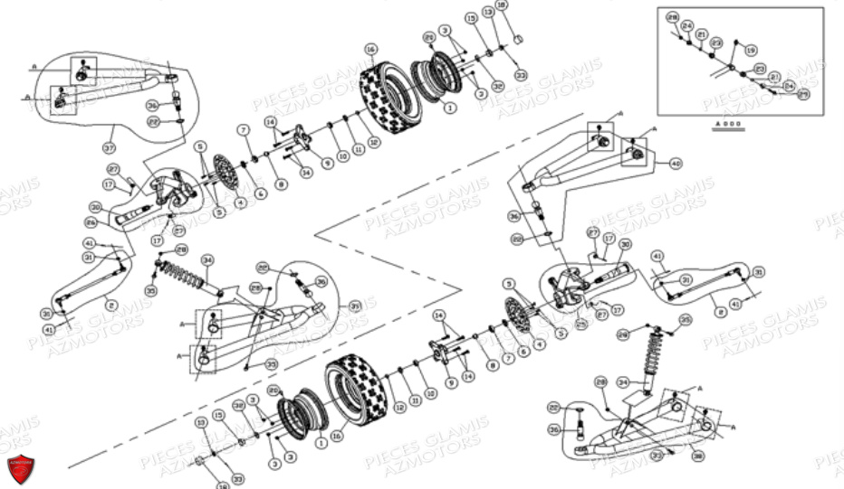 SUSPENSION_AVANT DINLI Pièces Quad DL901 Avant 2007