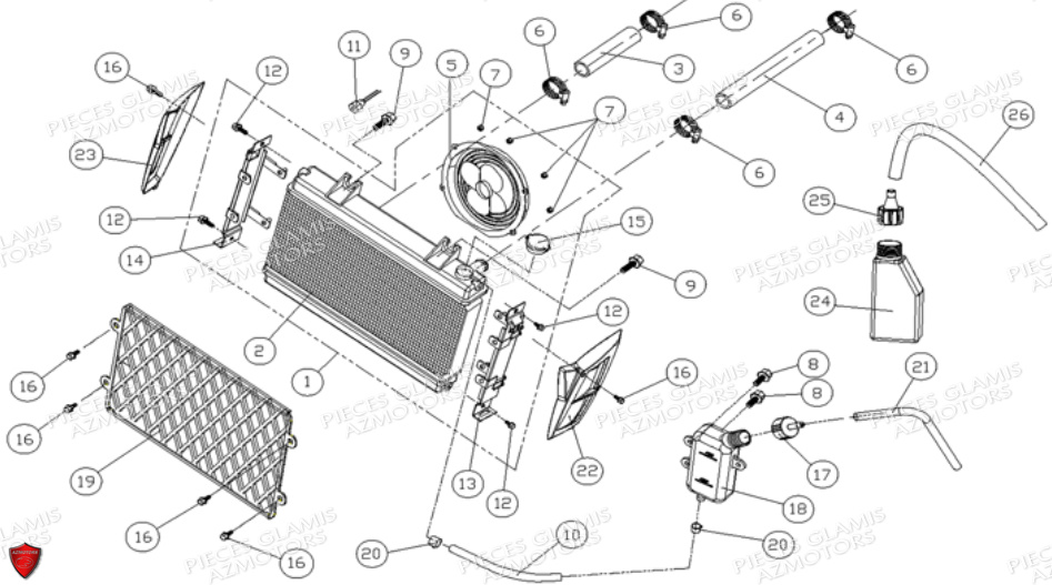 Systeme De Refroidissement DINLI Pièces Quad DL901 Avant 2007