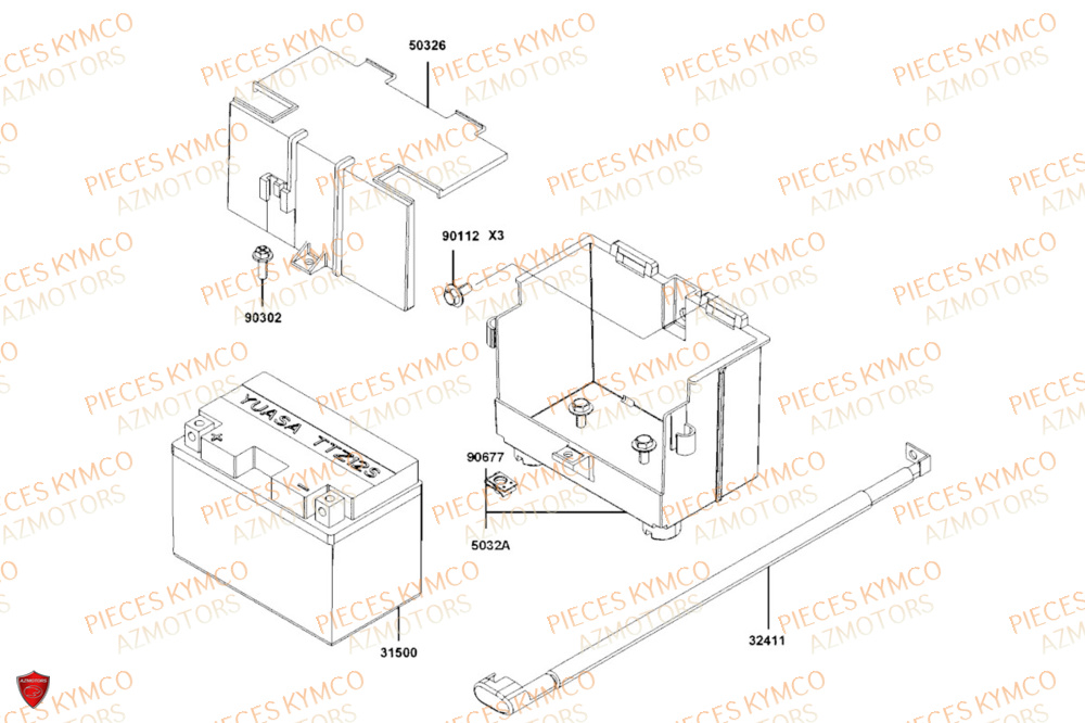 Batterie KYMCO PIECES DOWNTOWN GT 350i EURO 5+ (SK64JA)