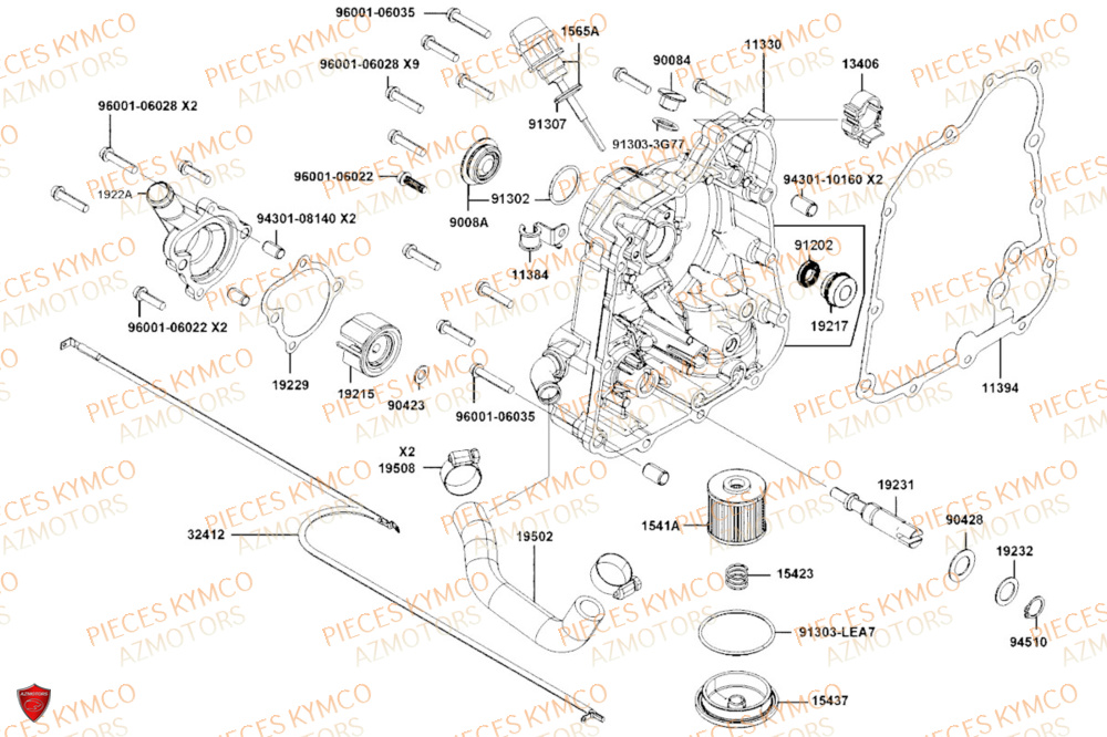 Carter Droit KYMCO PIECES DOWNTOWN GT 350i EURO 5+ (SK64JA)