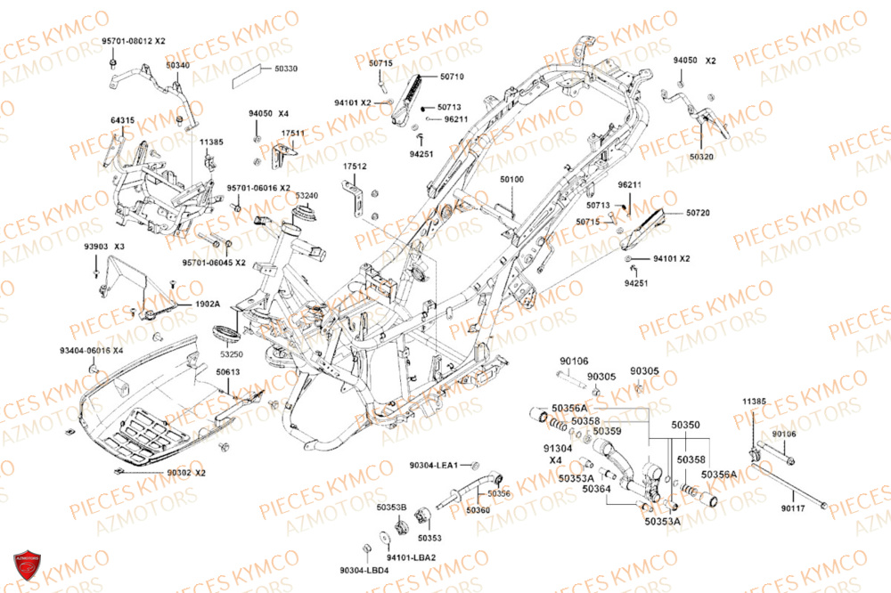 Chassis KYMCO PIECES DOWNTOWN GT 350i EURO 5+ (SK64JA)