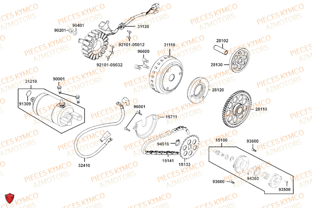 Demarreur KYMCO PIECES DOWNTOWN GT 350i EURO 5+ (SK64JA)