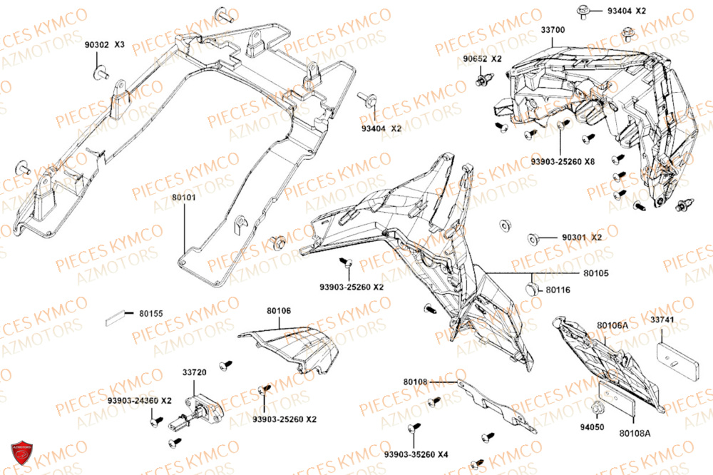 Feu Arriere KYMCO PIECES DOWNTOWN GT 350i EURO 5+ (SK64JA)