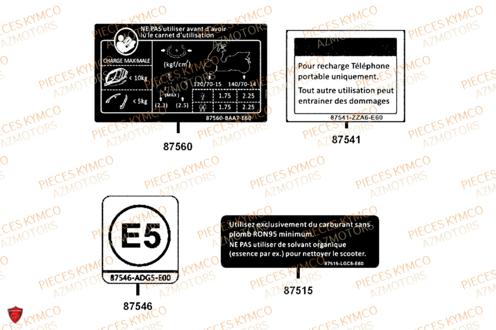 Label De Securite KYMCO PIECES DOWNTOWN GT 350i EURO 5+ (SK64JA)