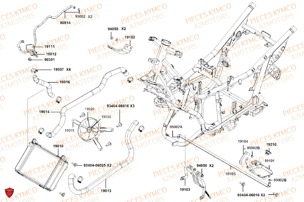 Refroidissement KYMCO PIECES DOWNTOWN GT 350i EURO 5+ (SK64JA)