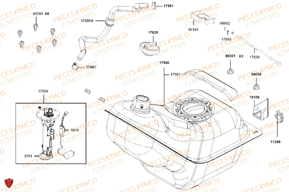 Reservoir KYMCO PIECES DOWNTOWN GT 350i EURO 5+ (SK64JA)