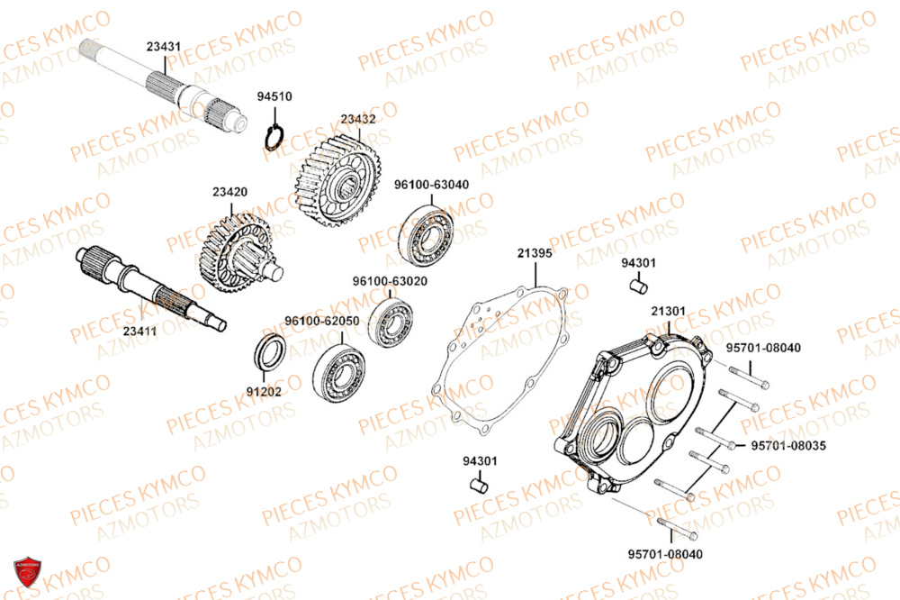 Transmission KYMCO PIECES DOWNTOWN GT 350i EURO 5+ (SK64JA)