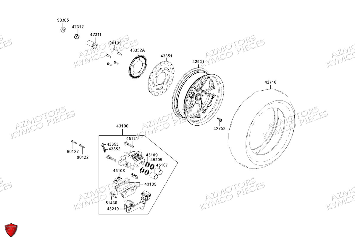 ROUE ARRIERE KYMCO DTX 125 ABS EURO5