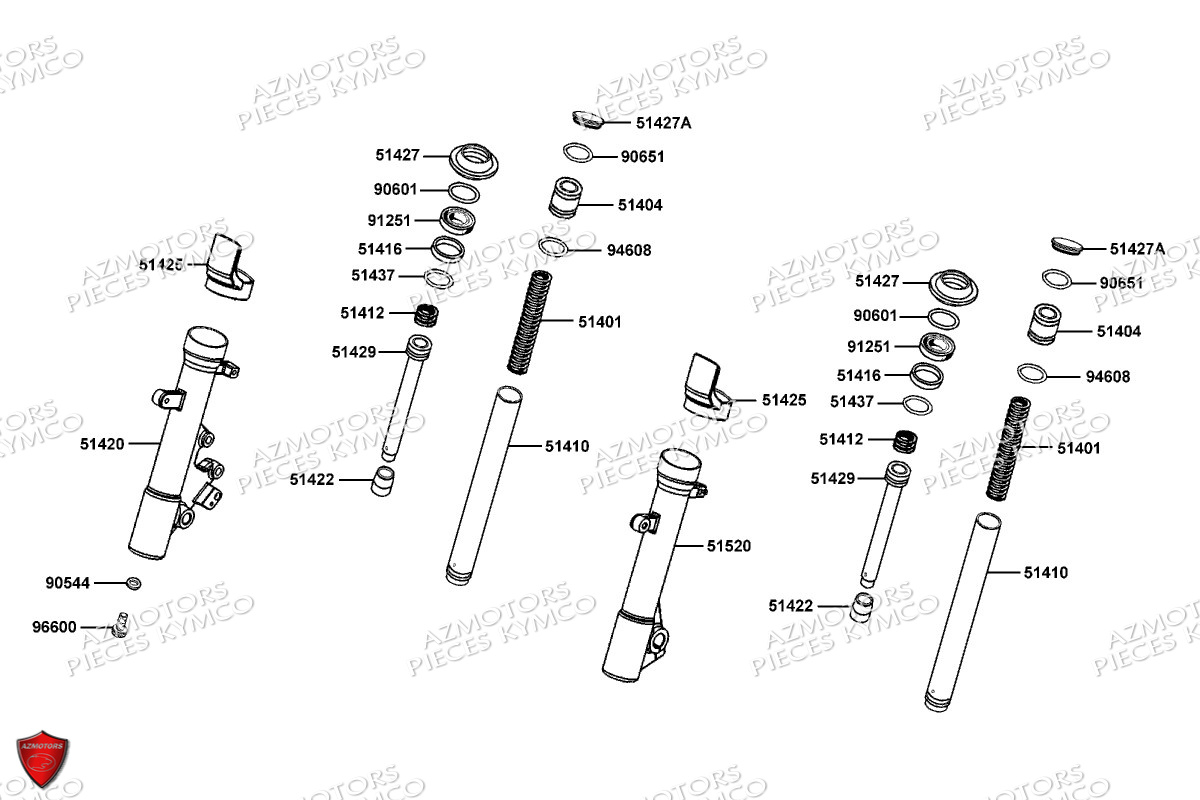 Batons De Fourche Detail KYMCO Pièces DTX 125I CBS EURO5 (SK25SF)