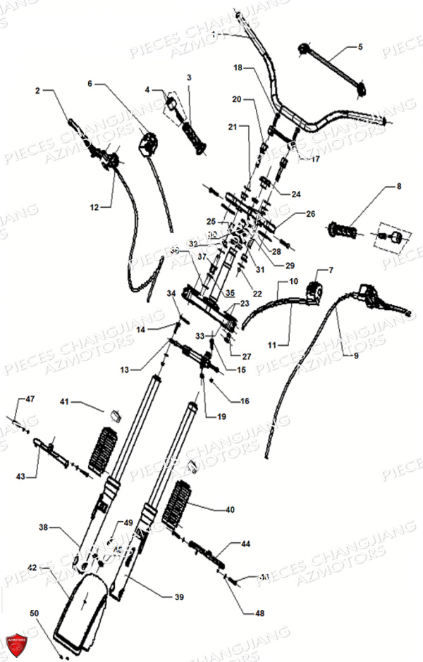 GARDE-BOUE AVANT FOURCHE GUIDON pour DYNASTY CJ 650