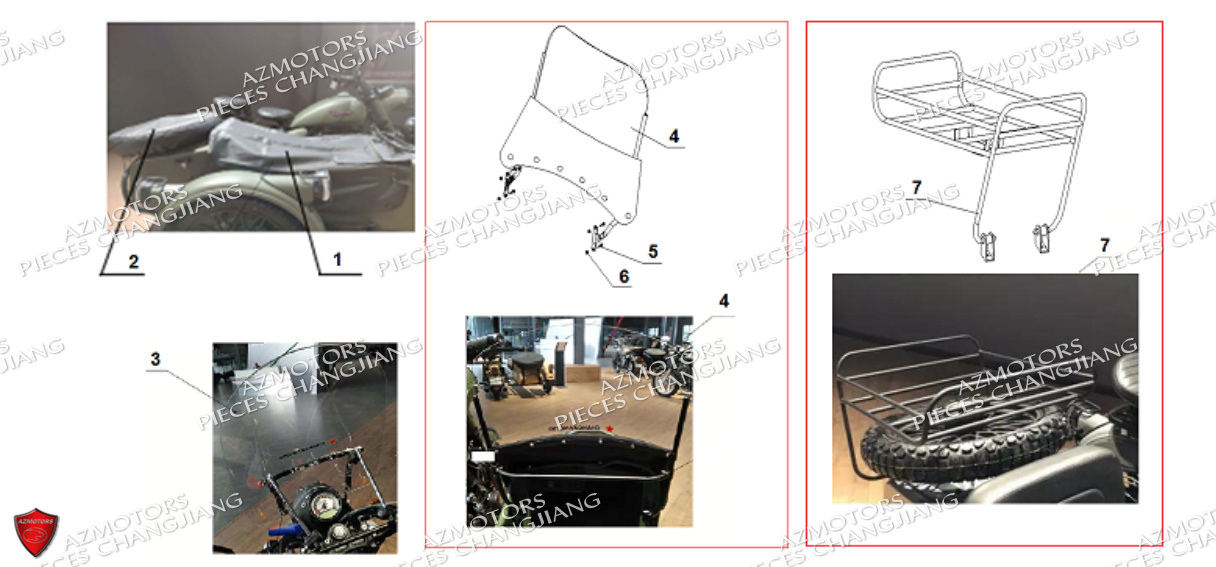 Accessoires CHANGJIANG Pieces SIDE-CAR CHANGJIANG CJ 650 DYNASTY EURO5