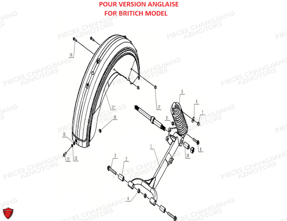 ECROU NOIR M8 CJ 650 EUIV-EUV CHANGJIANG pour BRAS DU PANIER ANGLAIS de DYNASTY CJ 650 E5