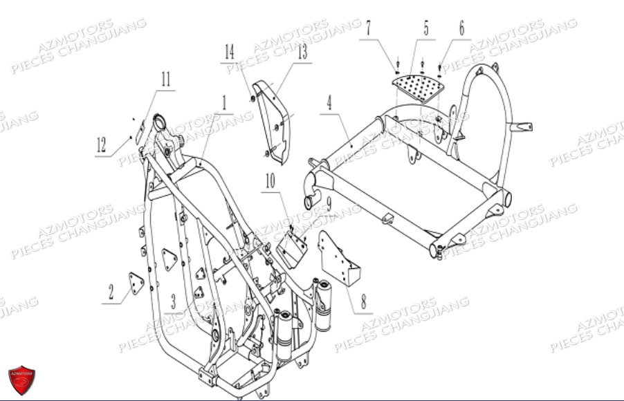 Cadre Cj650 CHANGJIANG Pieces SIDE-CAR CHANGJIANG CJ 650 DYNASTY EURO5