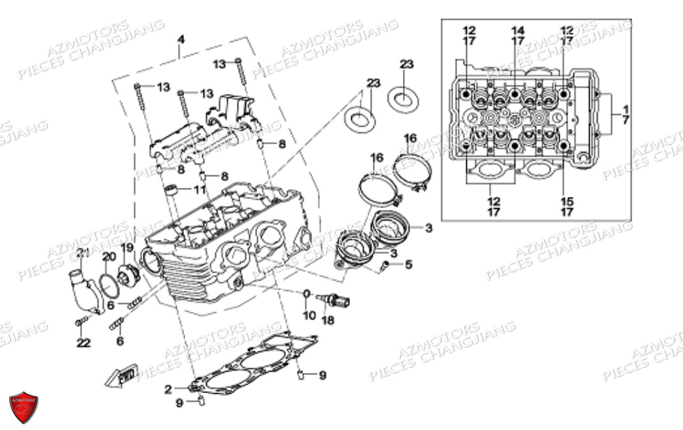 Culasse Cj650 CHANGJIANG Pieces SIDE-CAR CHANGJIANG CJ 650 DYNASTY EURO5