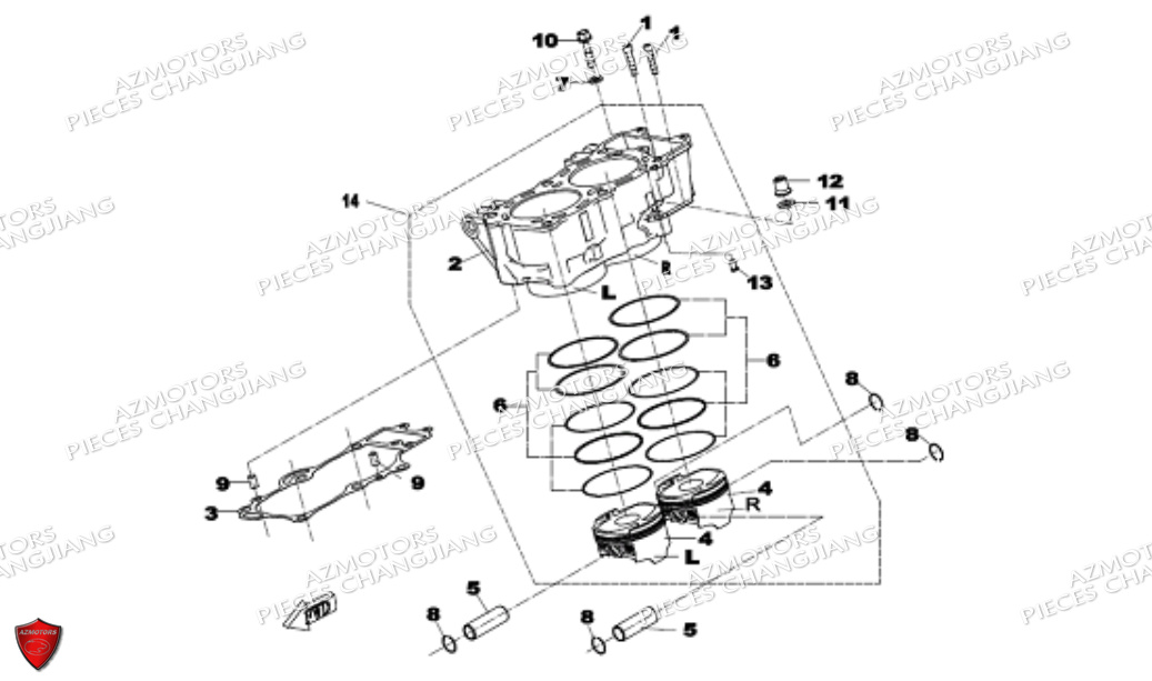 Cylindre CHANGJIANG Pieces SIDE-CAR CHANGJIANG CJ 650 DYNASTY EURO5