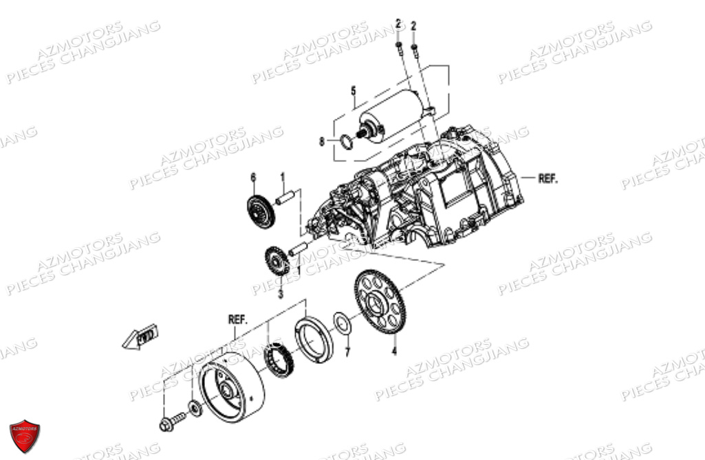 Demarreur CHANGJIANG Pieces SIDE-CAR CHANGJIANG CJ 650 DYNASTY EURO5