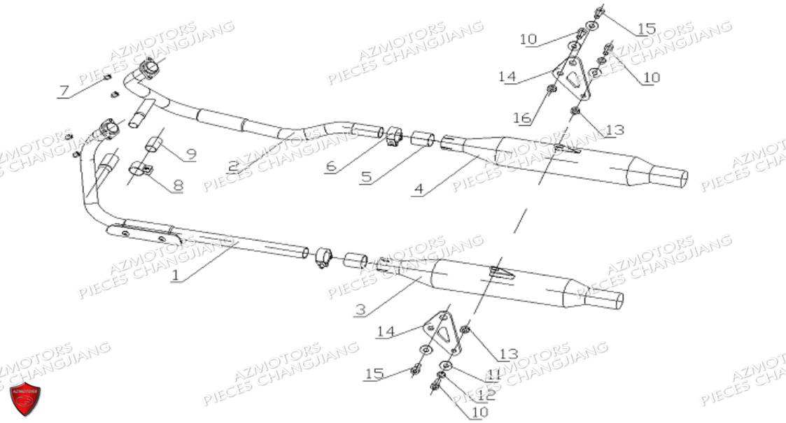 Echappement Cj650 CHANGJIANG Pieces SIDE-CAR CHANGJIANG CJ 650 DYNASTY EURO5