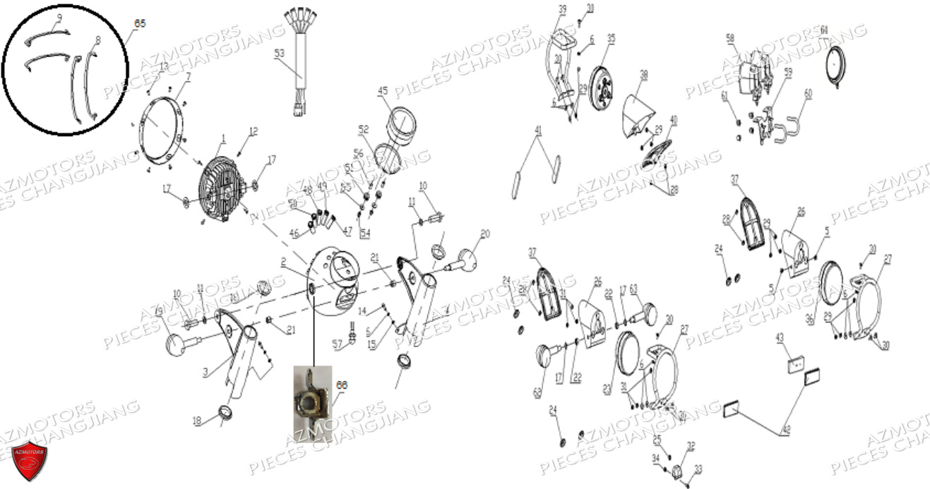 Eclairage Cj650 CHANGJIANG Pieces SIDE-CAR CHANGJIANG CJ 650 DYNASTY EURO5