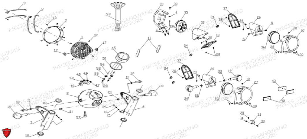 GRILLE DE FEU AR.MOTO ET/OU PANIER CJ 650 EU IV-EUV CHANGJIANG pour ECLAIRAGE COMPTEUR de DYNASTY CJ 650 E5