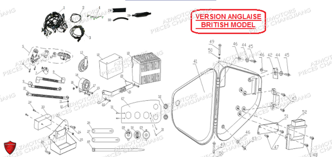 Electricite Angleterre CHANGJIANG Pieces SIDE-CAR CHANGJIANG CJ 650 DYNASTY EURO5