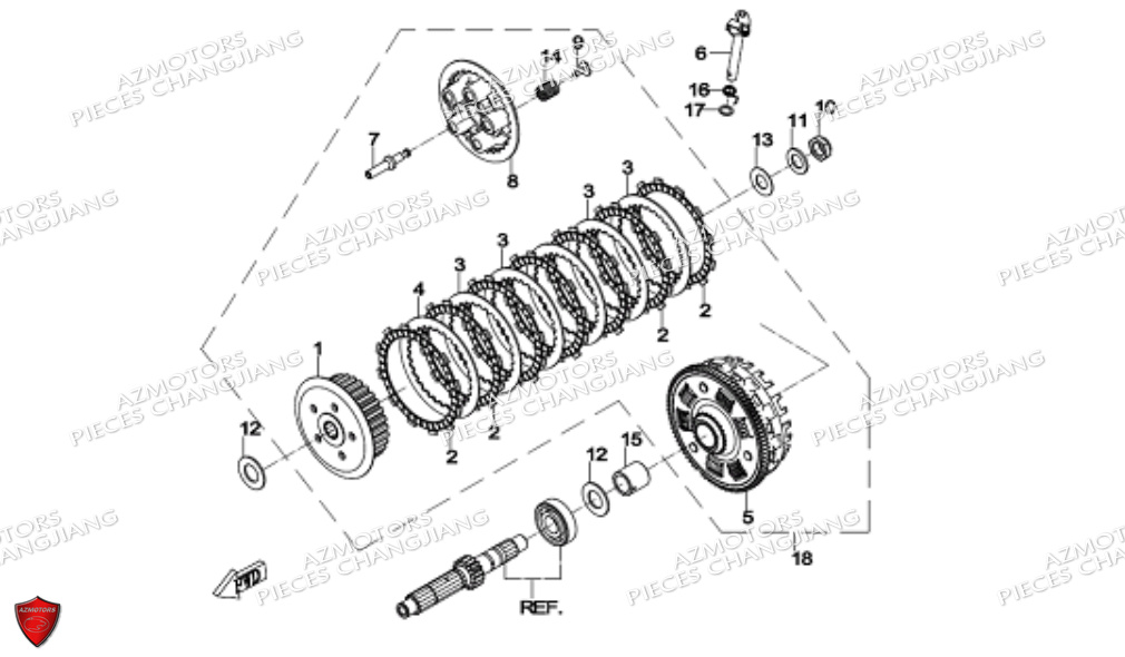 Embrayage CHANGJIANG Pieces SIDE-CAR CHANGJIANG CJ 650 DYNASTY EURO5