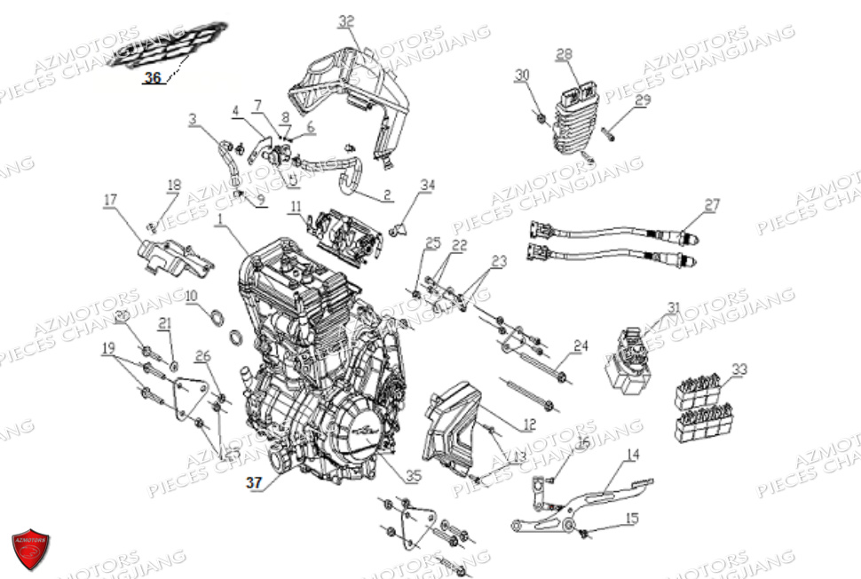 Moteur Cj 650 Euv CHANGJIANG Pieces SIDE-CAR CHANGJIANG CJ 650 DYNASTY EURO5