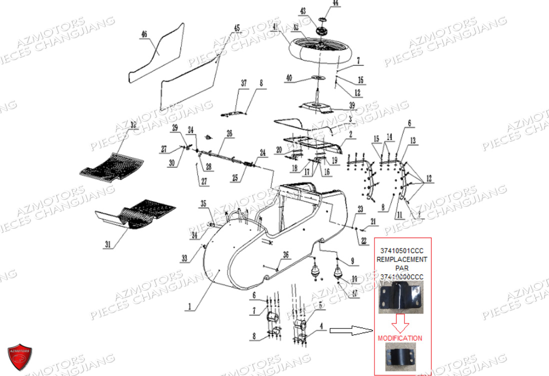 Panier Cj650 CHANGJIANG Pieces SIDE-CAR CHANGJIANG CJ 650 DYNASTY EURO5