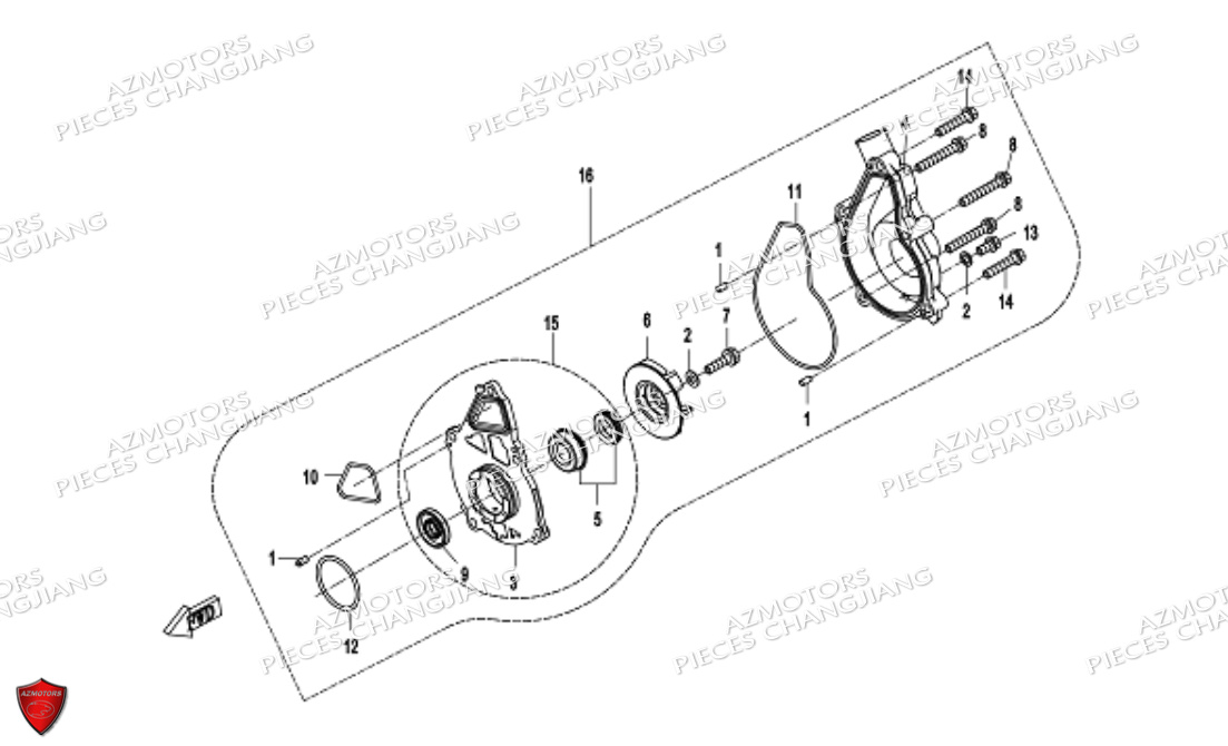 POMPE_A_EAU CHANGJIANG Pieces SIDE-CAR CHANGJIANG CJ 650 DYNASTY EURO5