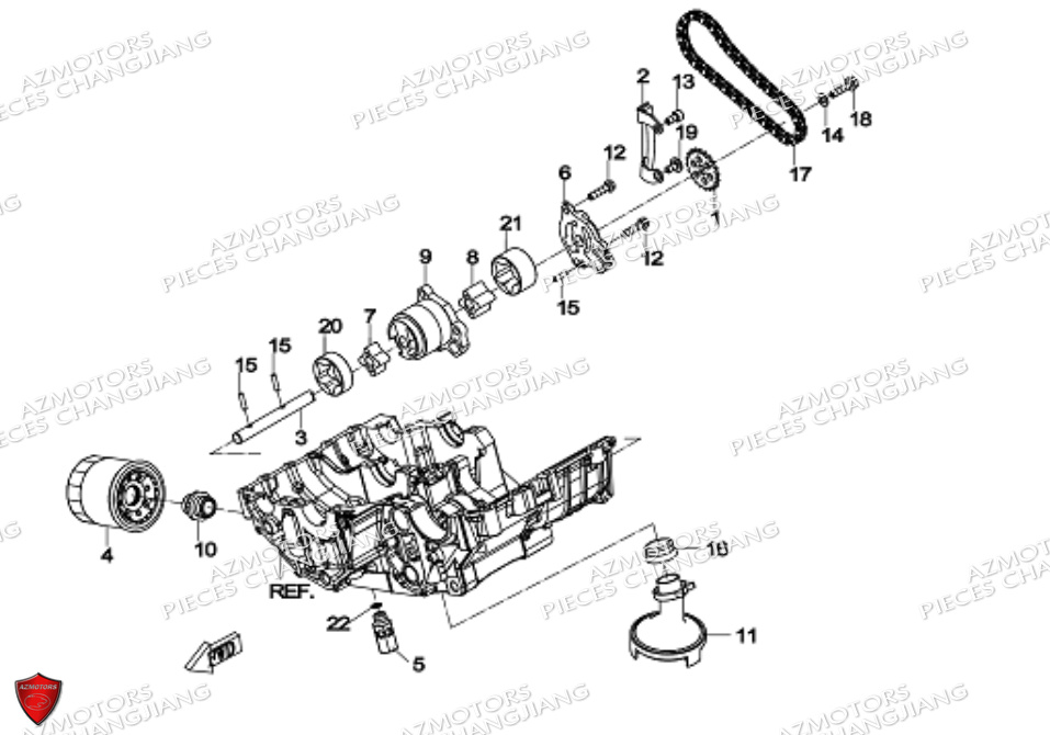 Pompe A Huile Filtre A Huile CHANGJIANG Pieces SIDE-CAR CHANGJIANG CJ 650 DYNASTY EURO5