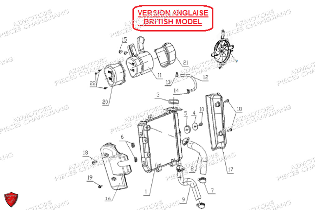 Refroidissement Angleterre CHANGJIANG Pieces SIDE-CAR CHANGJIANG CJ 650 DYNASTY EURO5