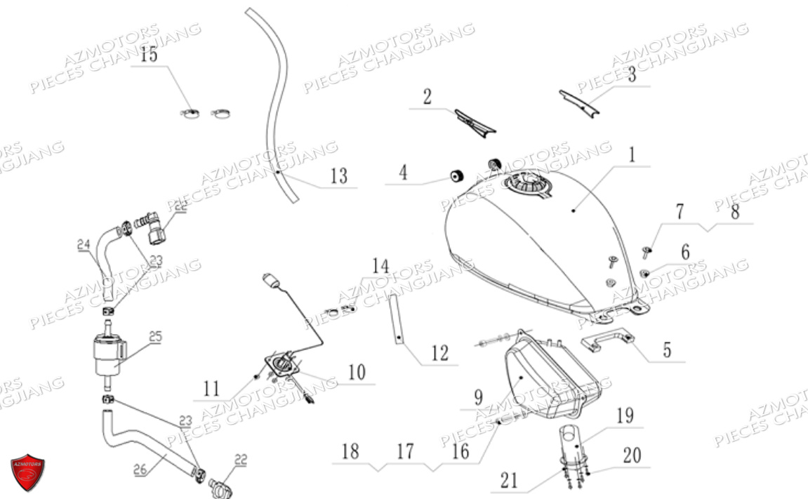 Reservoir Cj650 CHANGJIANG Pieces SIDE-CAR CHANGJIANG CJ 650 DYNASTY EURO5