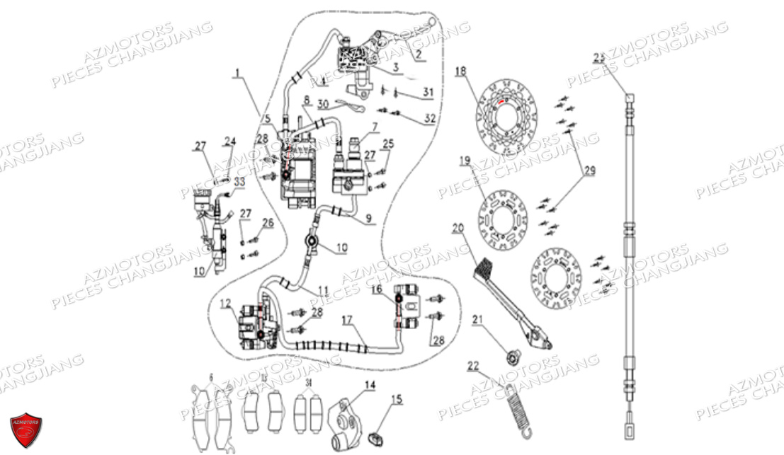 SYSTEME DE FREIN CHANGJIANG DYNASTY CJ 650 E5