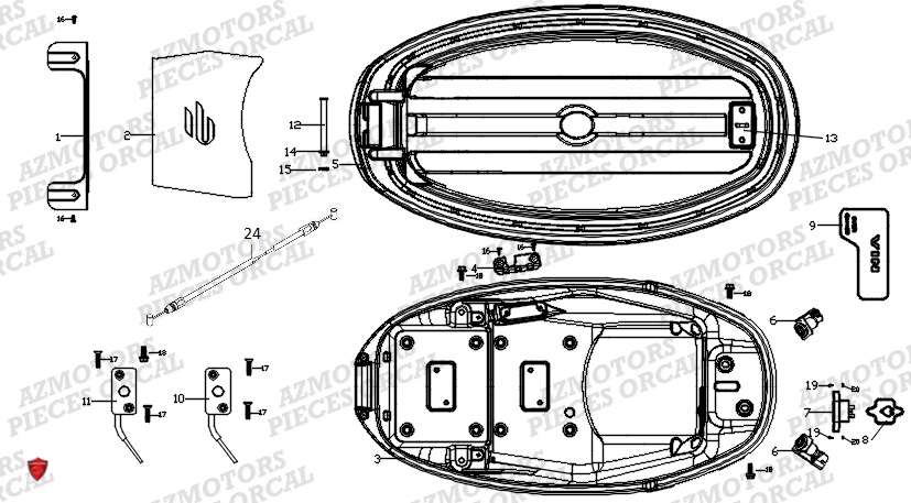 Coffre De Selle ORCAL Pieces Orcal scooter ECOOTER E2 CARGO 3KW