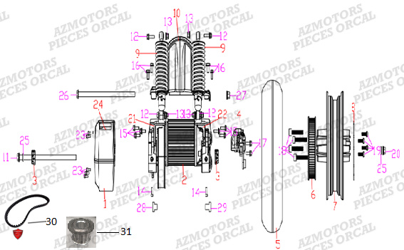 Train Arriere ORCAL Pieces Orcal scooter ECOOTER E2 CARGO 3KW