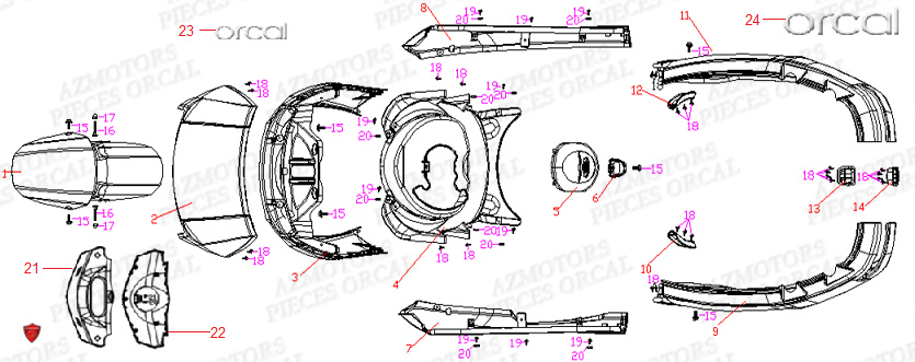 Carrosserie ORCAL Pieces Orcal scooter ECOOTER E2 MAX 3KW