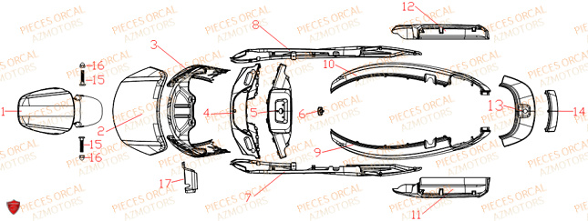 Carenage Peint ORCAL Pieces Orcal scooter ECOOTER E3-R 7Kw