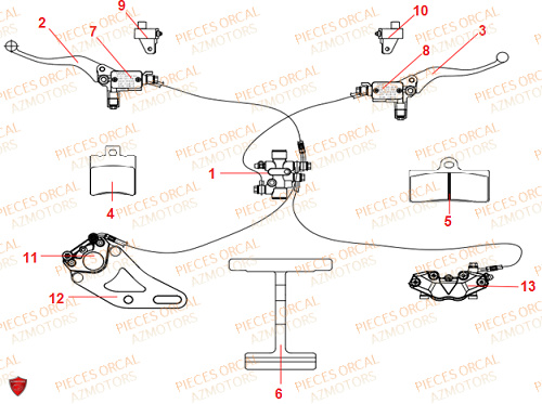 Systeme De Frein ORCAL Pieces Orcal scooter ECOOTER E3-R 7Kw