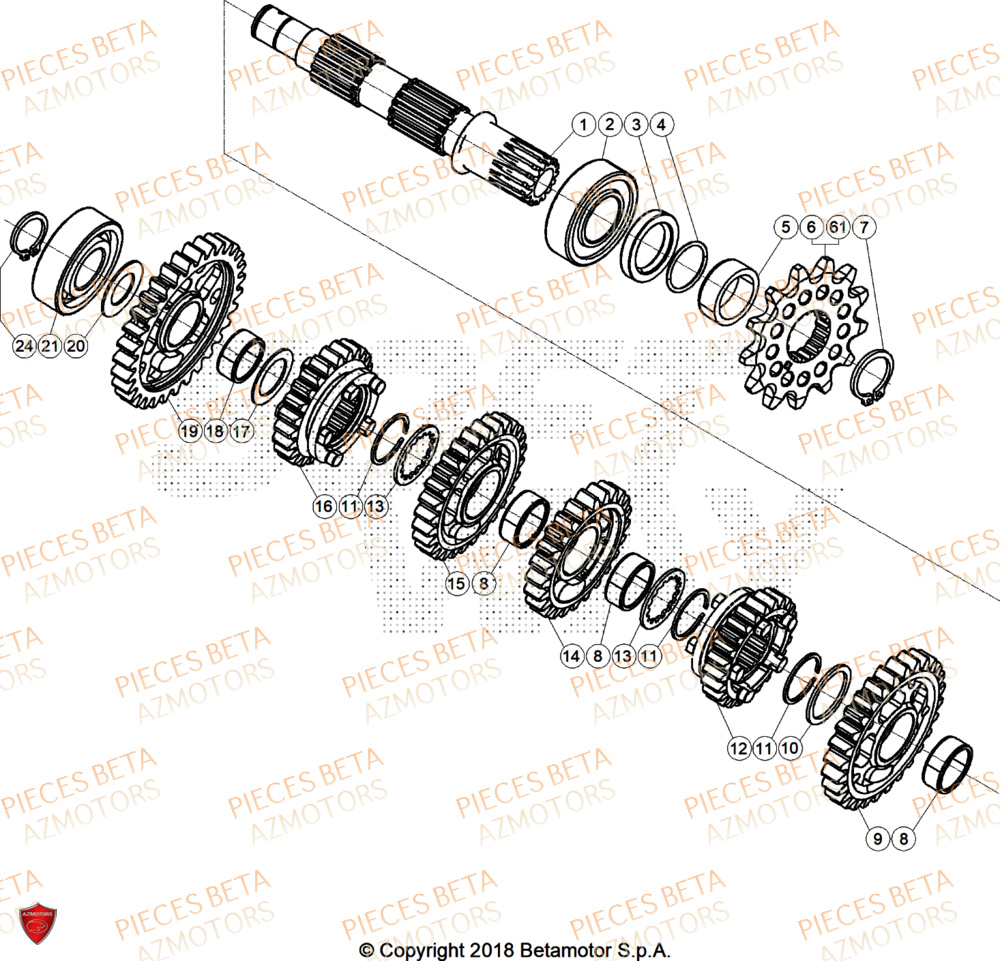 Arbre Secondaire BETA Pieces BETA ENDURO RR 300 2T X-PRO - (2025)