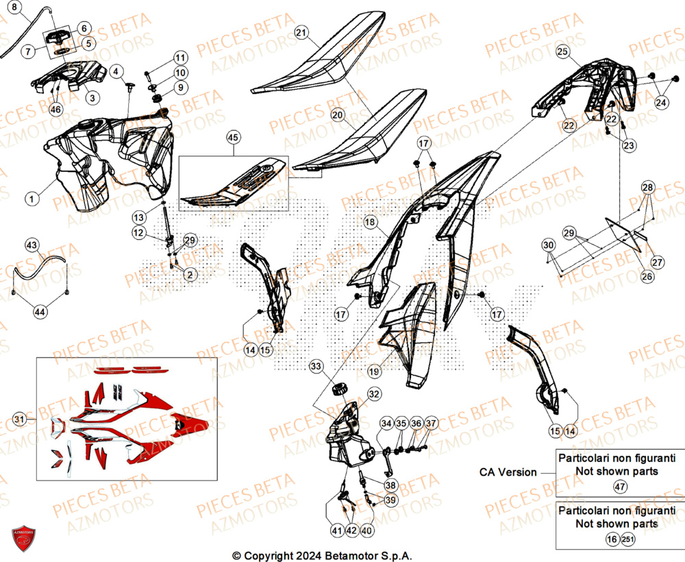 Carenages Arriere BETA Pieces BETA ENDURO RR 300 2T X-PRO - (2025)