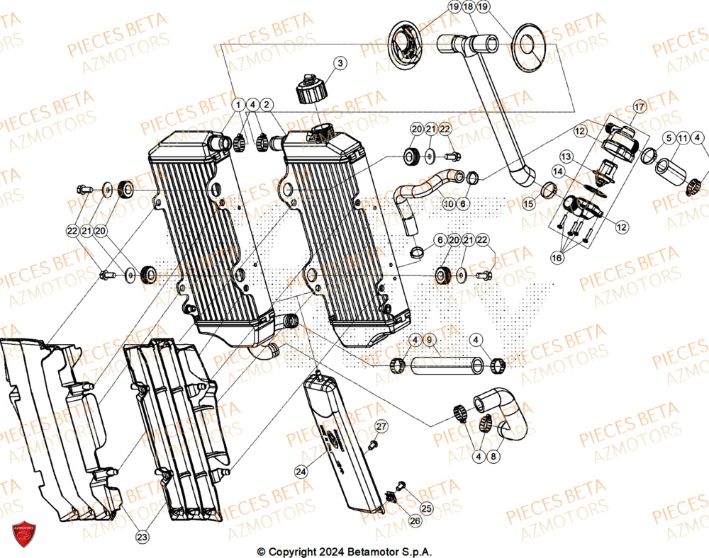 Radiateur BETA Pieces BETA ENDURO RR 300 2T X-PRO - (2025)