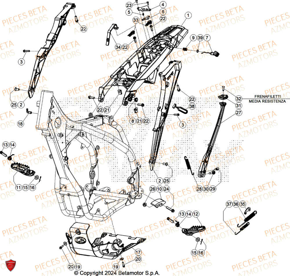 Accessoires Du Chassis BETA Pieces BETA ENDURO RR 350 4T RACE/EURO 5+ - (2025)
