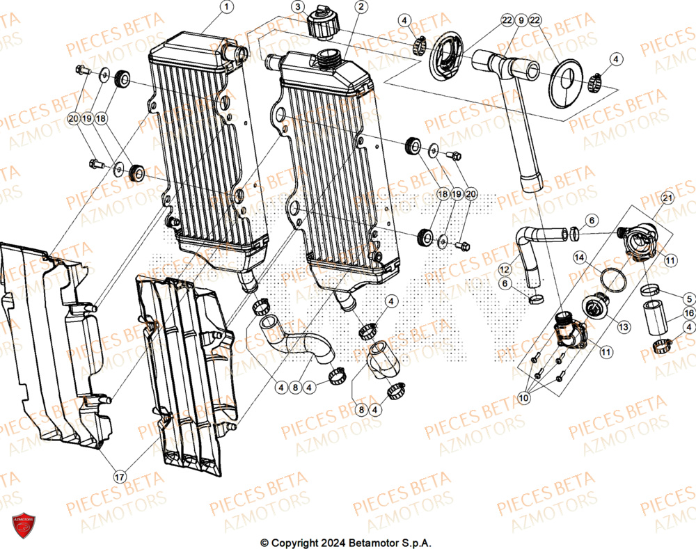 Radiateur BETA Pieces BETA ENDURO RR 350 4T RACE/EURO 5+ - (2025)
